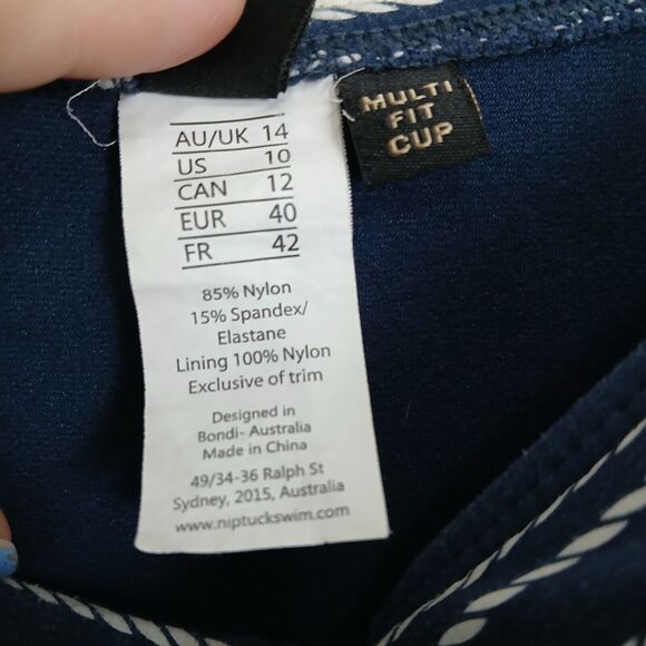 Niptuck Swimsuit Women 10 One Piece Sweetheart Neckline‎ Striped Ruched Nautical - Picture 3 of 12